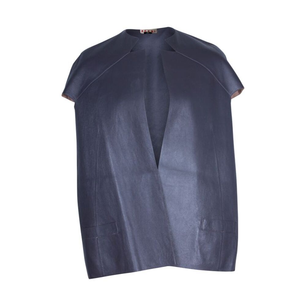Marni Short Sleeve Jacket in Grey Leather